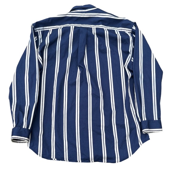 Vintage Alexander Julian Colours Navy Blue White Stripe Button Down Shirt XL - Picture 8 of 13